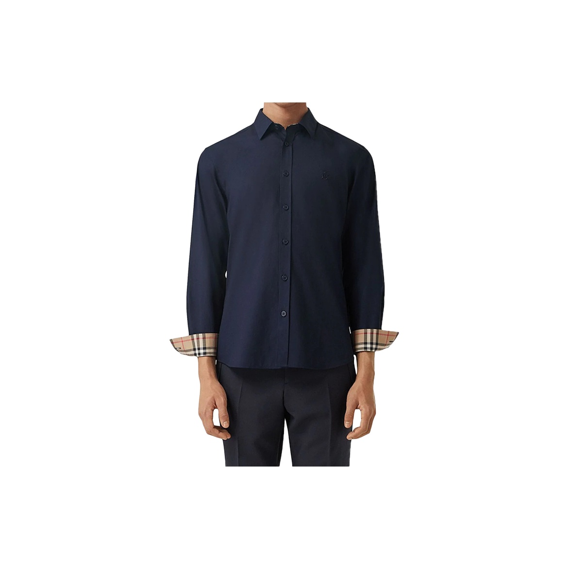 Burberry Slim Fit Monogram Motif Stretch Cotton Poplin Shirt