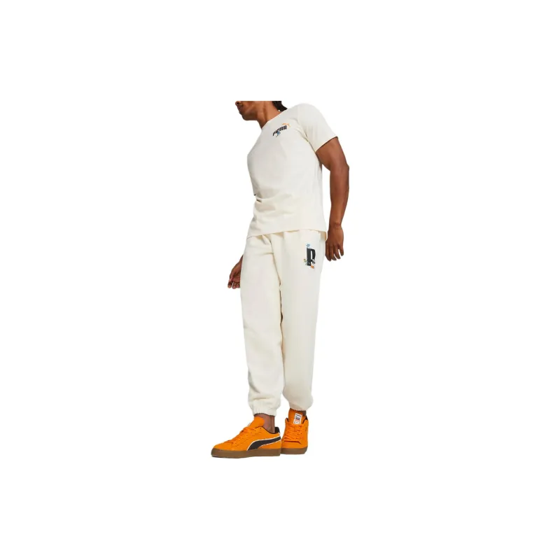 PUMA X The Smurfs Sweatpants Tr Knitted Sweatpants Men Cotton Linen Blend In Natural Color-4
