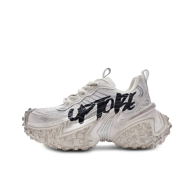 U.T.B RustiRunner Scavenger Series Chunky Sneakers Unisex Low Top Graffiti White-0