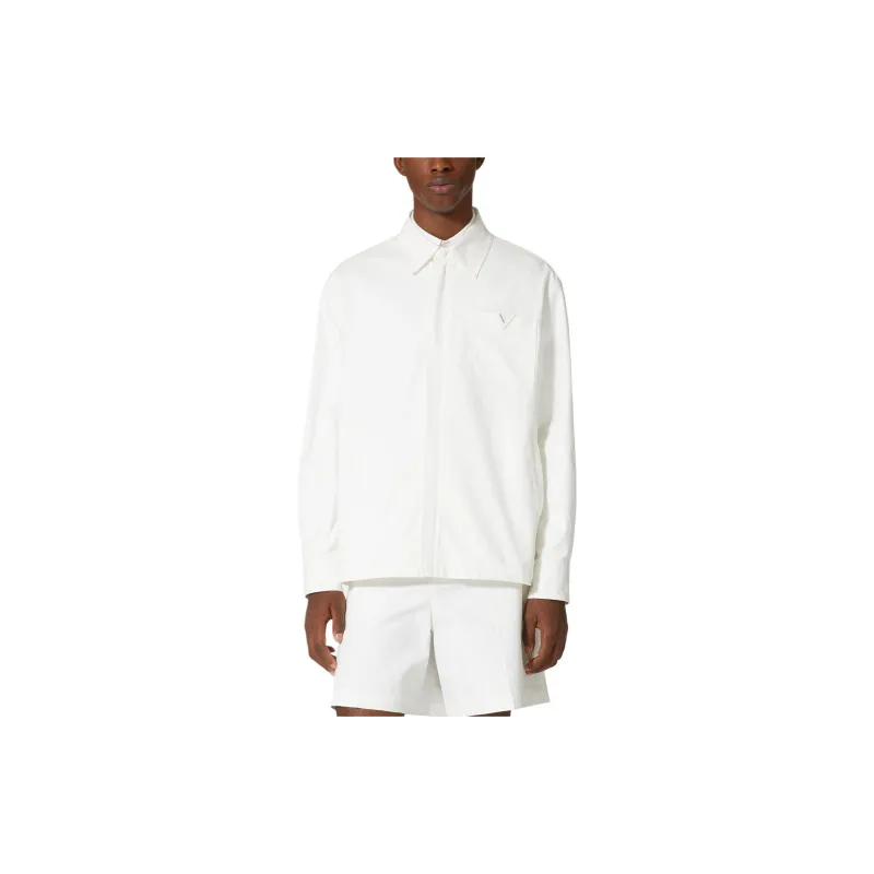 Valentino Logo Plaque Long Sleeved Shirt Jacket-2