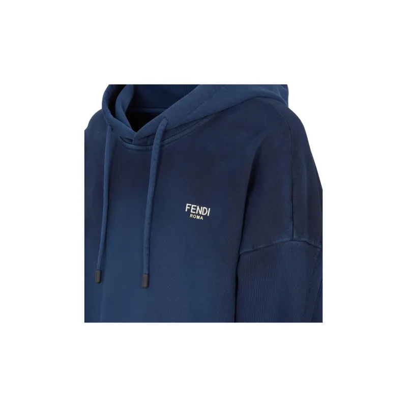 FENDI Logo Lettering Drawstring Hoodie-3