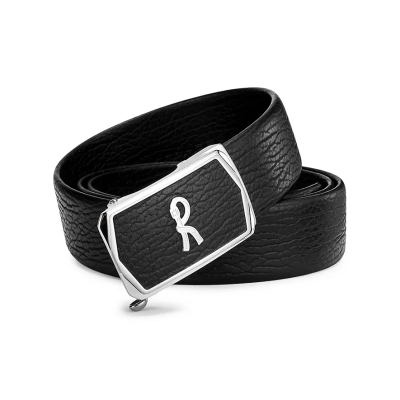 ROBERTA DI CAMERINO Top Grain Cow Leather Belts Men's Black 3.45CM Writing A Greeting Card And Printing Photos-6