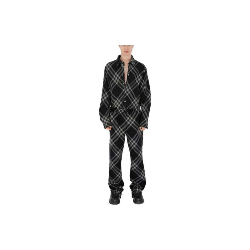 Burberry Checkered Flannel Wool Track Pants-3