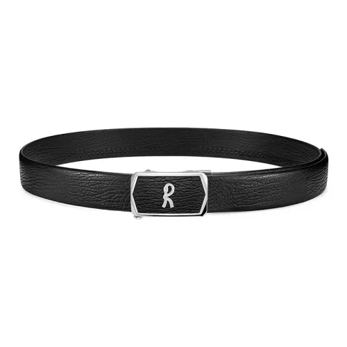 ROBERTA DI CAMERINO Top Grain Cow Leather Belts Men's Black 3.45CM Writing A Greeting Card And Printing Photos