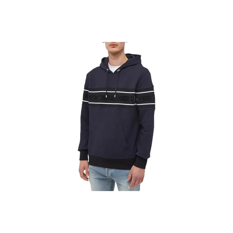 BALMAIN Flocked Monogram-stripe Hoodie-2