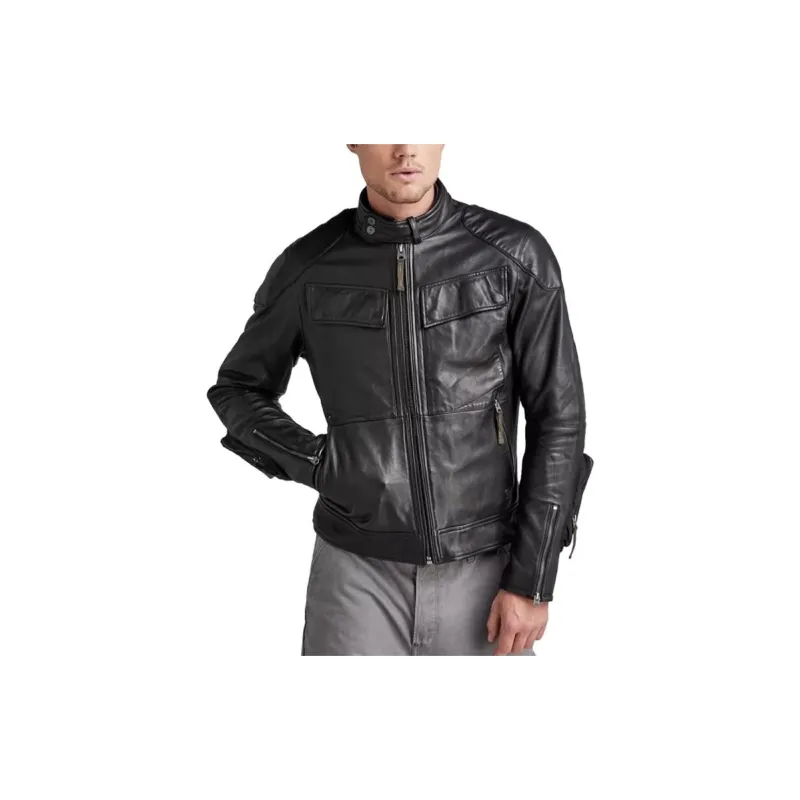 G-STAR RAW Leather Jackets Men Black-2