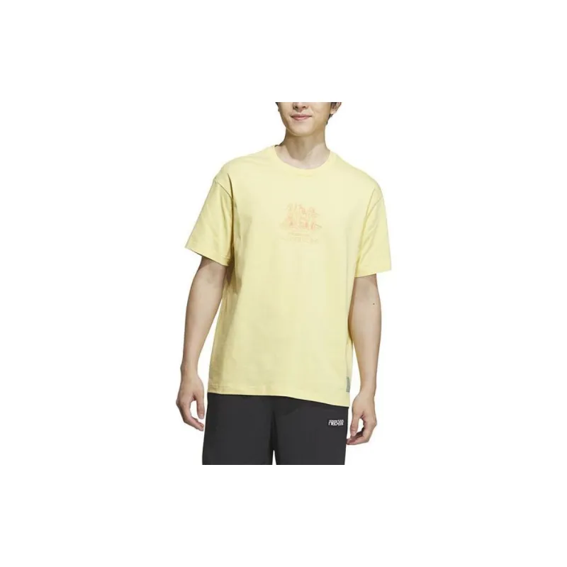 Adidas Neo Drop Shoulder Sleeve T Shirt Men's Beige Yellow-3