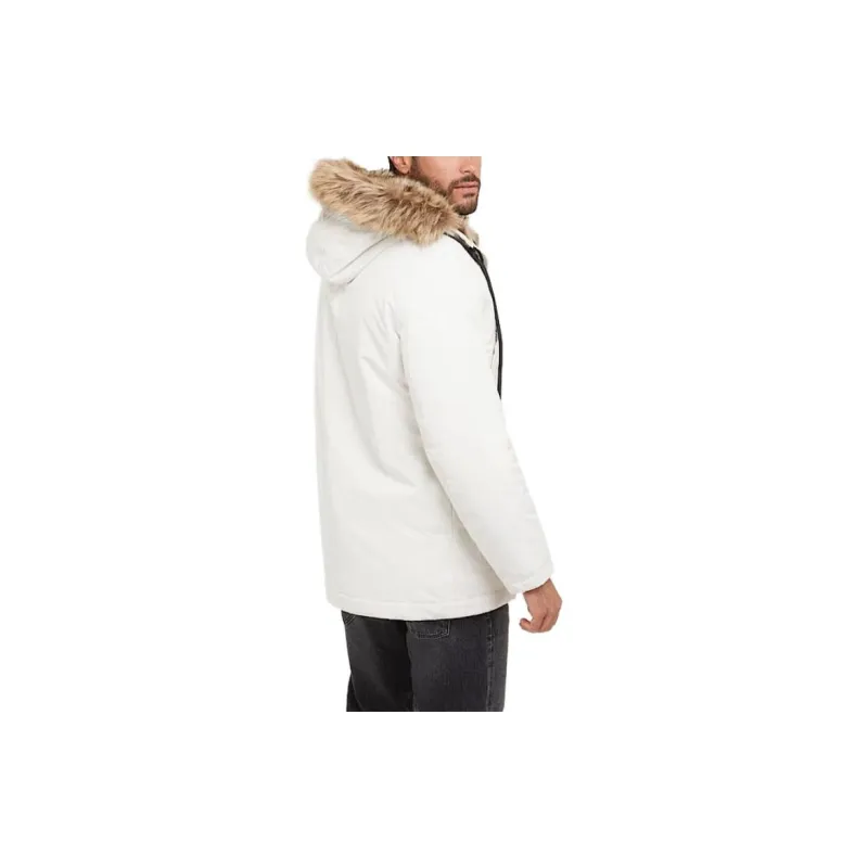 GUESS Faux Leather Lining Parka Jackets Coats Men's White-2