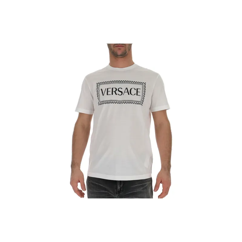 VERSACE 90s Logo Embroidered T shirt-2