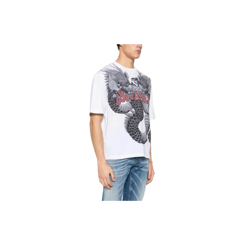 DSQUARED 2 Logo Printed Loose Fit T Shirt-6