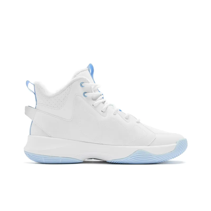 QIAODAN Basketball Shoes Men High Top Jordan White/Glacier Blue-1