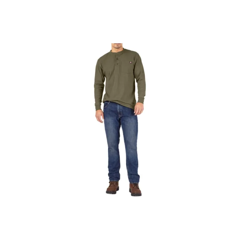 Dickies Heavyweight Heathered Long Sleeve Henley T-Shirt T-Shirt Men's Green-2