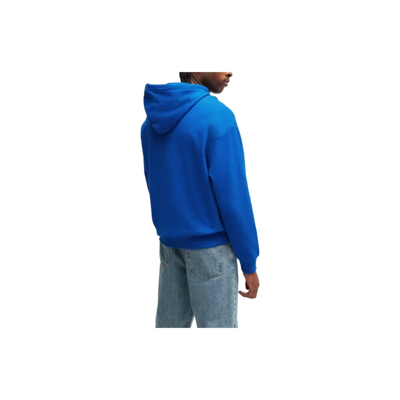 HUGO BOSS Relaxed fit Hoodie In French Terry With Logo Print Sweatshirt Unisex Blue-2