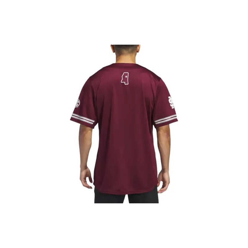 Adidas Mississippi State Reverse Retro Replica Baseball Jersey-3