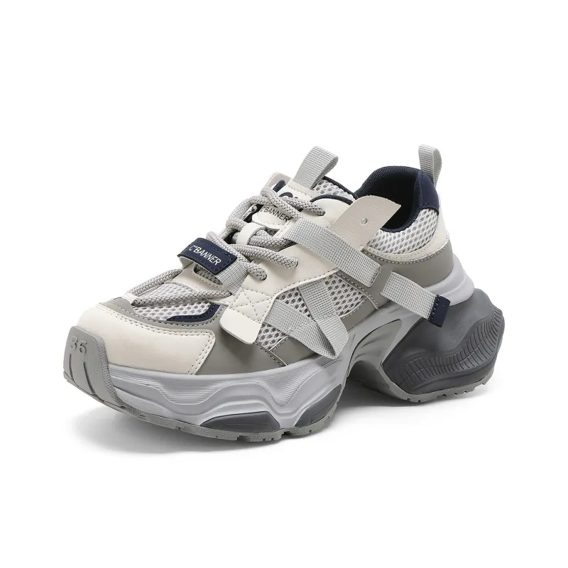 C°BANNER Low Top Chunky Sneakers Women's Gray Blue-1
