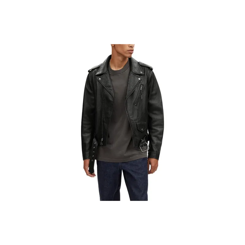 COACH Leather Jacket Men's Black-1
