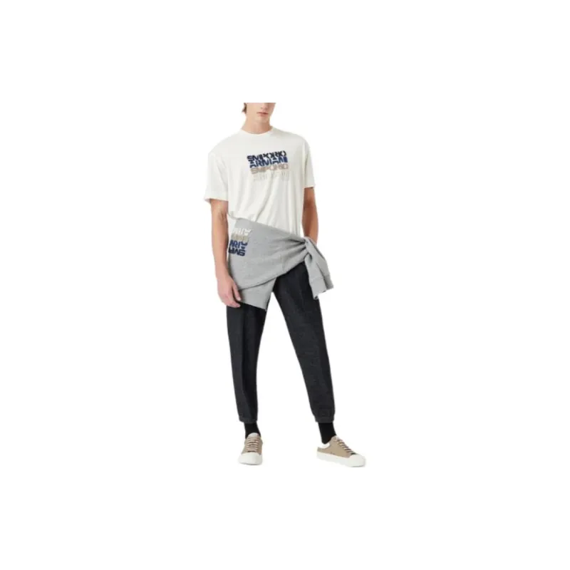 EMPORIO ARMANI Drop Shoulder Sleeve T Shirt Men's White-1