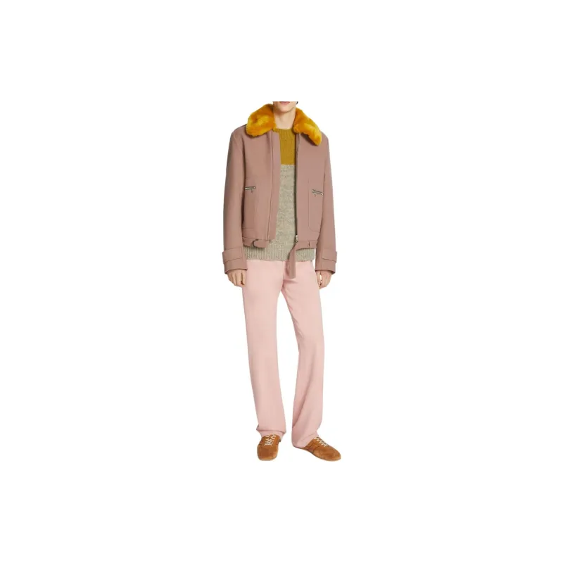 DRIES VAN NOTEN Faux Fur Collar Wool Bomber Jacket-1