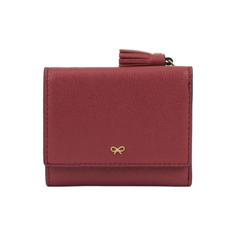 Anya Hindmarch Capra Leather Patchwork Calfskin Wallet Mini Women's Burgundy-2
