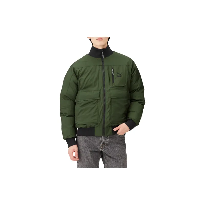 PUMA Oversized Bomber Down Jacket Men's Green-2