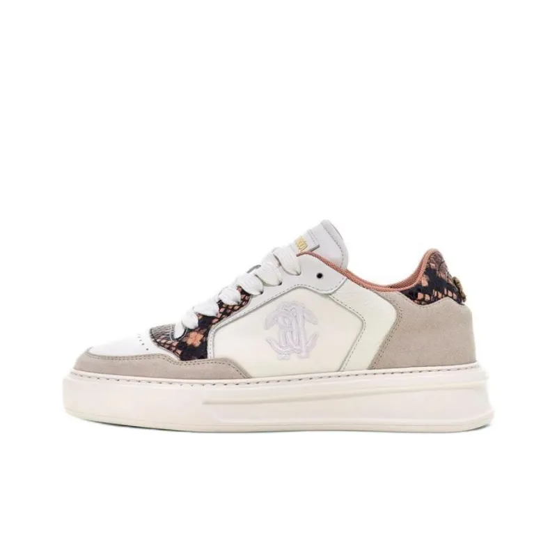 Roberto Cavalli Low-Top Skateboard Shoes Women's White Brown-0
