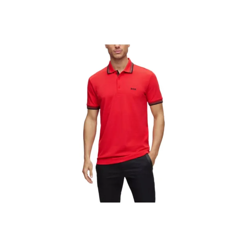 HUGO BOSS Men's Paddy Pique Polo Shirt Red-4