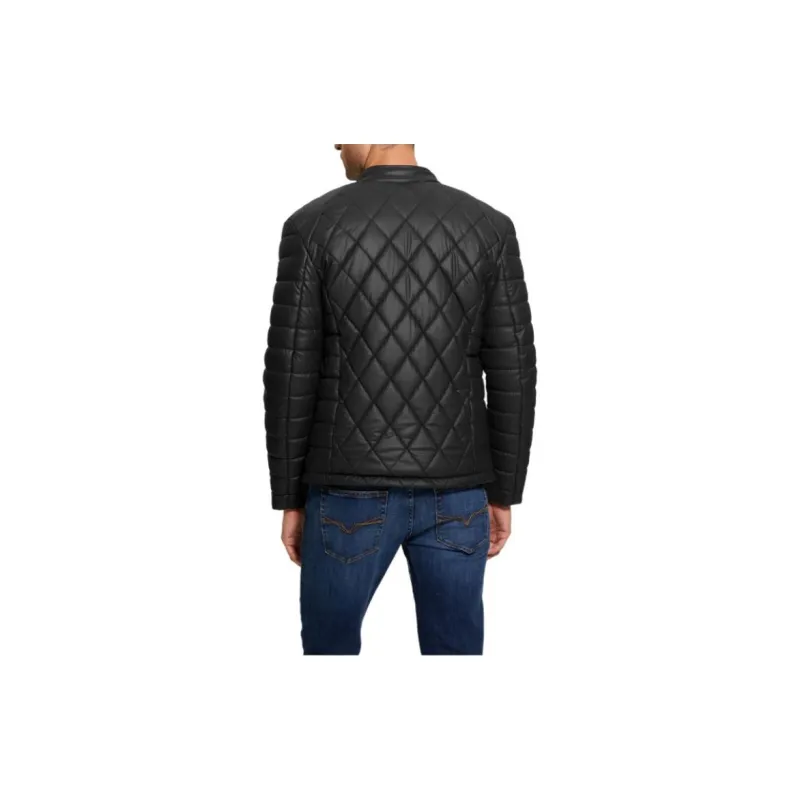 GUESS Diamond Quilted Faux-Leather Jacket Jackets Coats Men's Black-2
