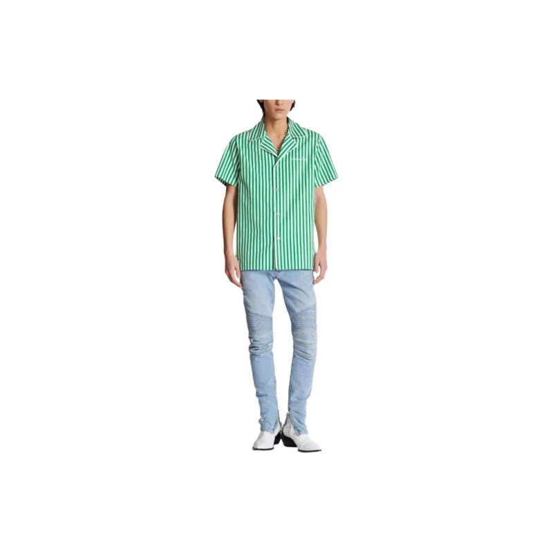 BALMAIN Striped Cotton Pyjama Shirt-1