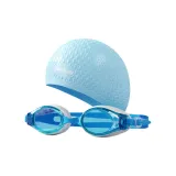 Light Blue Teardrop Cap+Blue Swim Goggles