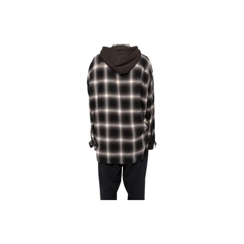 Maison Mihara Yasuhiro Check print Hooded Cotton Shirt-3