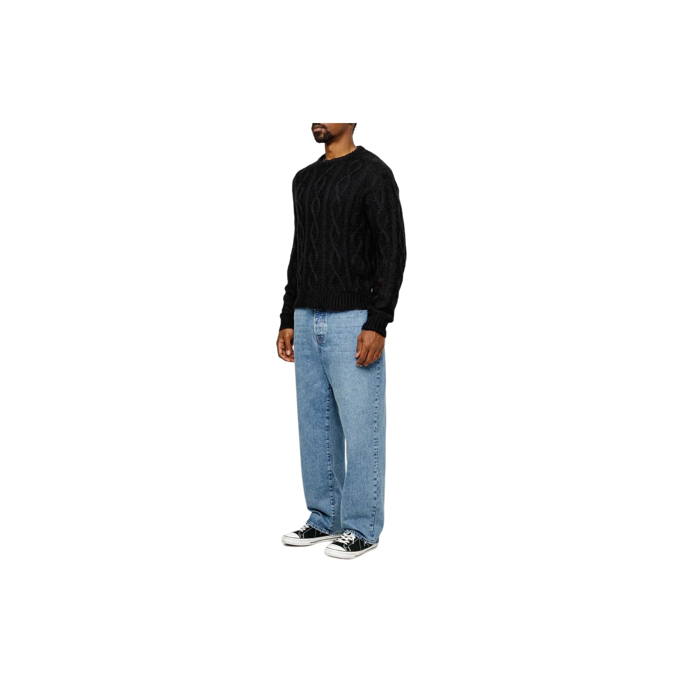 Stussy Cable Loose Knit Sweater Black XL - POIZON