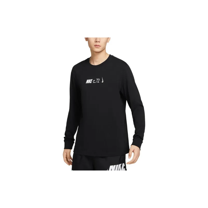 Nike Circa Long Sleeve T-Shirt With Back Print In T-Shirt Men's Black-3