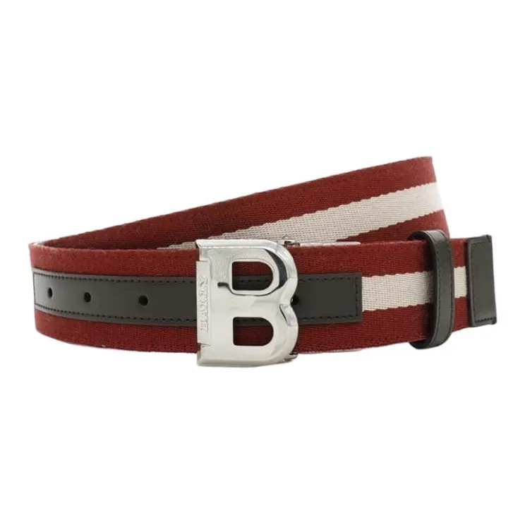 BALLY Top Grain Cow Leather Belts Men's Red Width 3.5CM-1