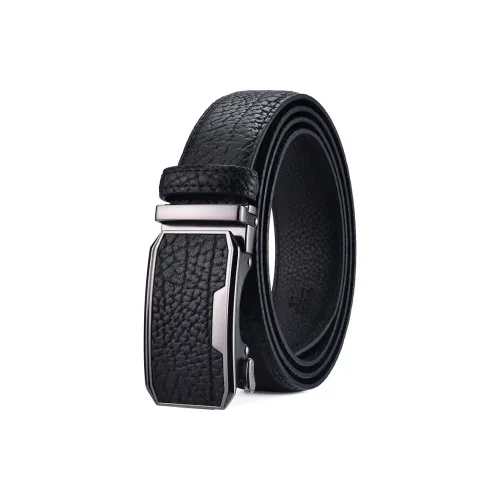 Old Man's Head Top Grain Cow Leather Leather Belts Men's Black Width  3.5cm