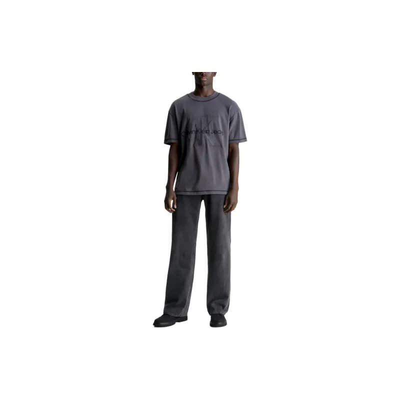 CALVIN KLEIN T Shirt Men's Washed Black Europe Version-1