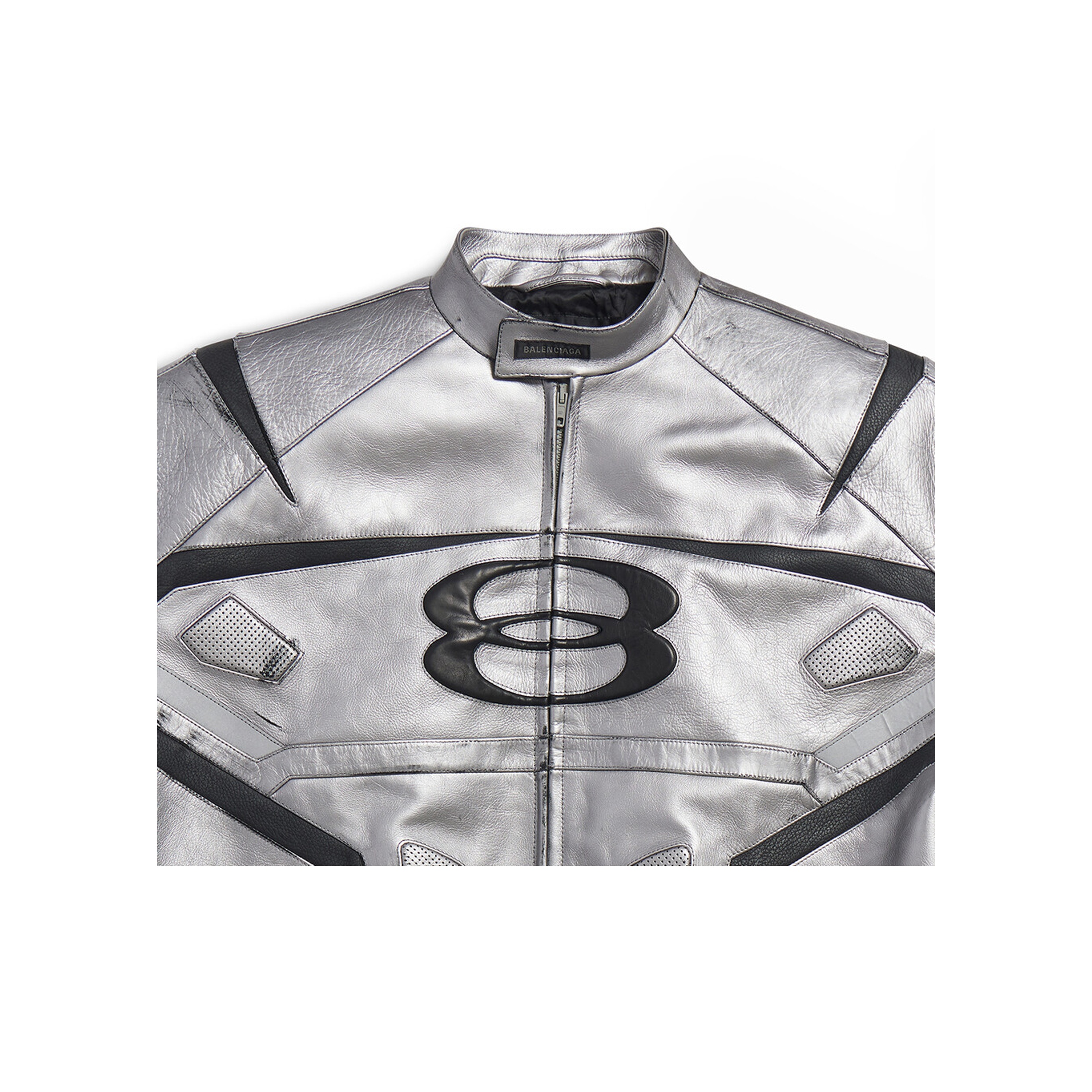Balenciaga SS24 Leather Jacket Loose Fit Style Unisex Silver