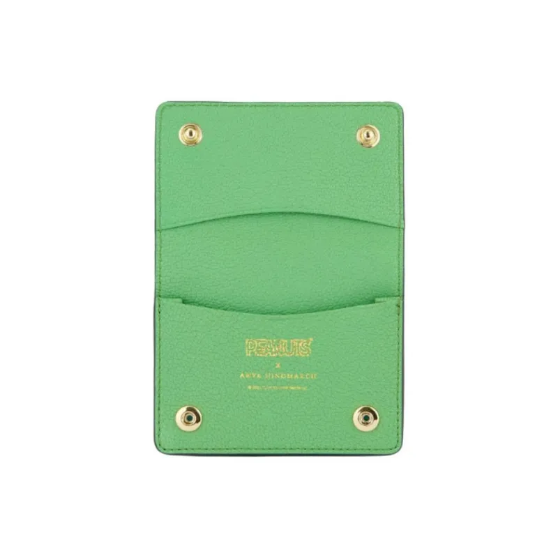 Anya Hindmarch Capra Leather Business Card Holder Card Case Women's Grass Green-1