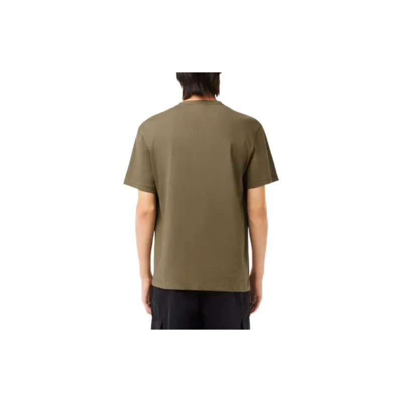 LACOSTE Logo patch V neck T shirt-3