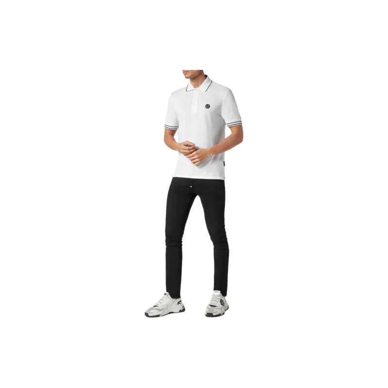 PHILIPP PLEIN Logo appliqué Cotton Polo Shirt-1