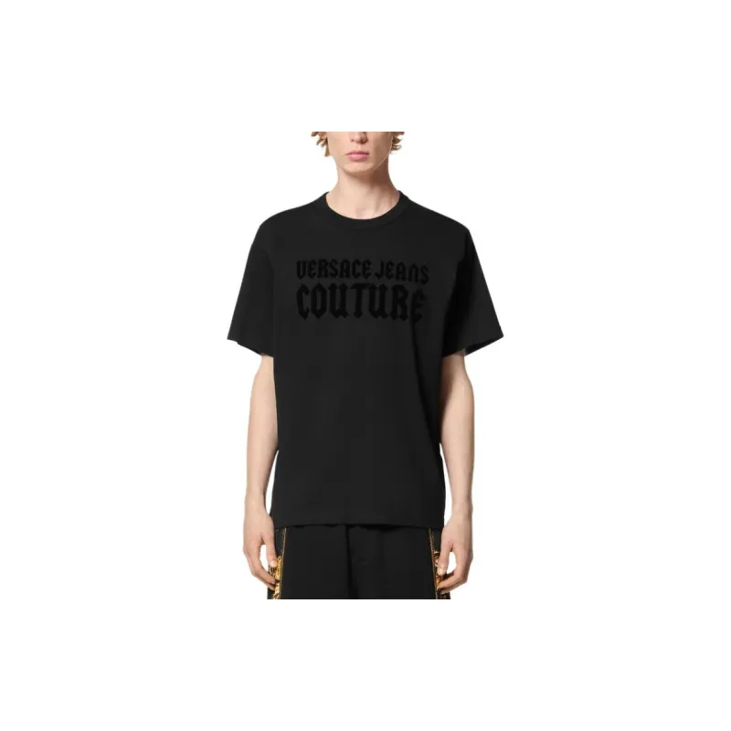 VERSACE JEANS COUTURE Flocked logo Cotton T shirt-2