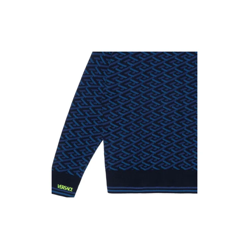 VERSACE Jacquard Monogram Knit Sweater-7