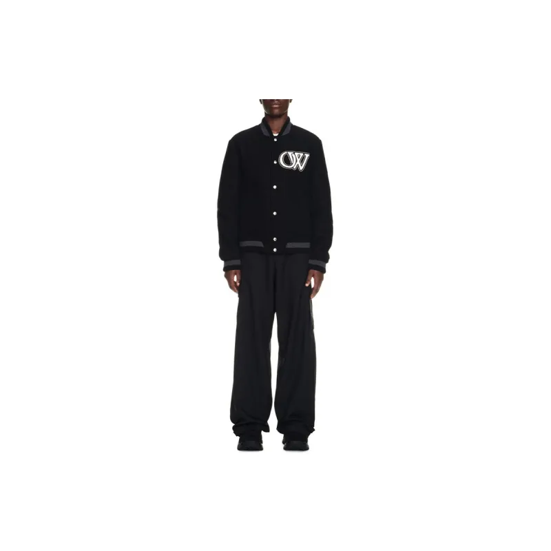 OFF WHITE Logo appliqué Varsity Bomber Jacket-1