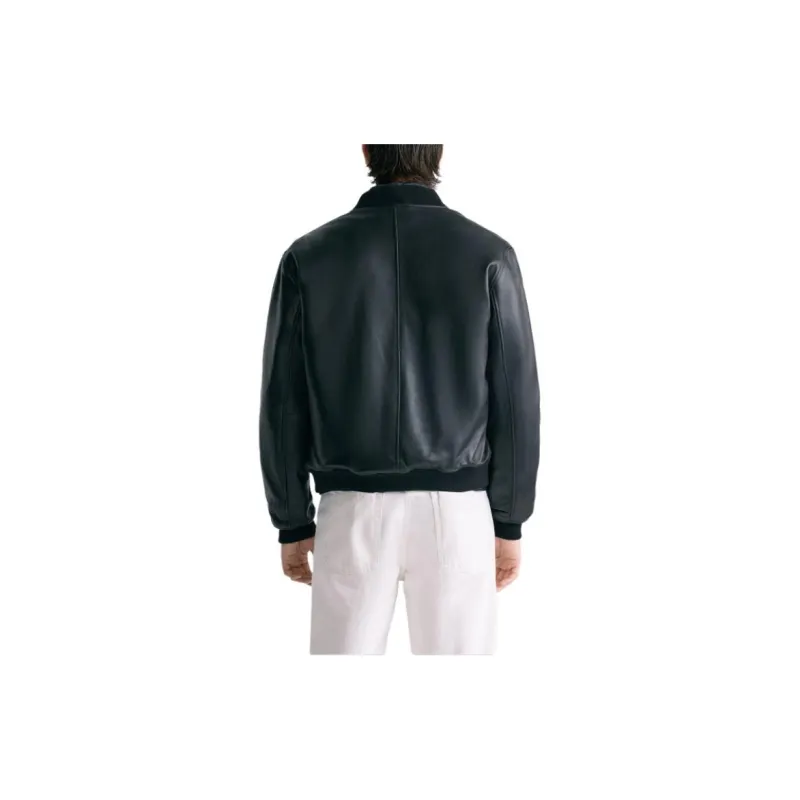 ZARA Leather Jacket Men's Black-3