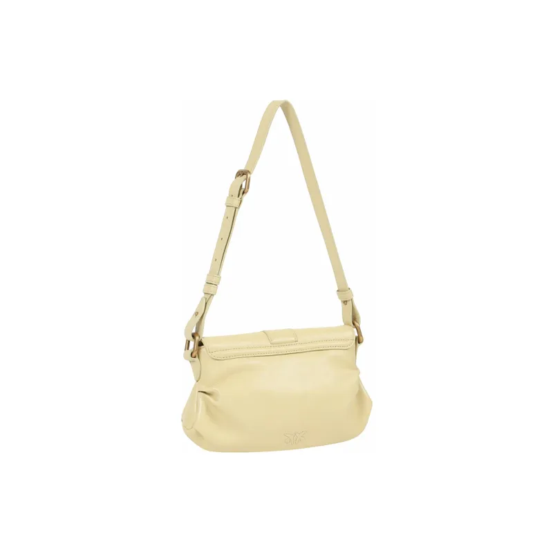 PINKO Cow Leather Crescent Bag Handbag Shoulder Bag Small Size Women's Beige-2
