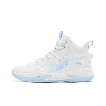 QIAODAN Basketball Shoes Men High Top Jordan White/Glacier Blue