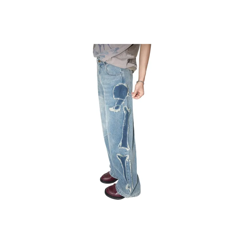 WULISHAONIAN Jeans Unisex Pure Blue-1