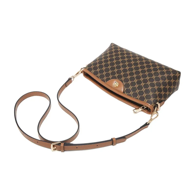 Marino Orlandi Synthetic Leather PVC Small Square Bag, Mom Bag, Crossbody Bag, Shoulder Bag Women's Khaki/Coffee-34