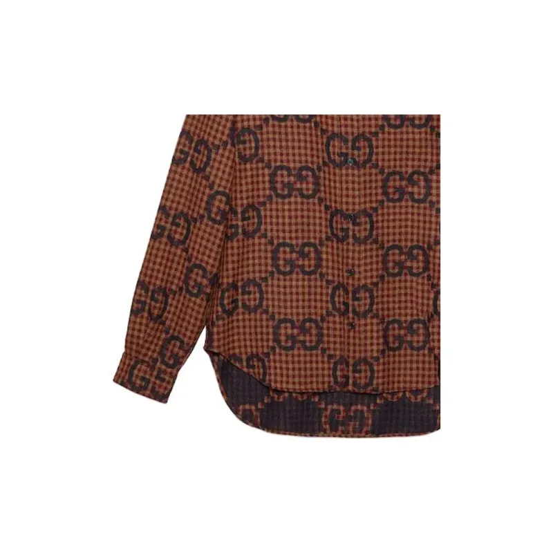 GUCCI Shirts Men Brown-5