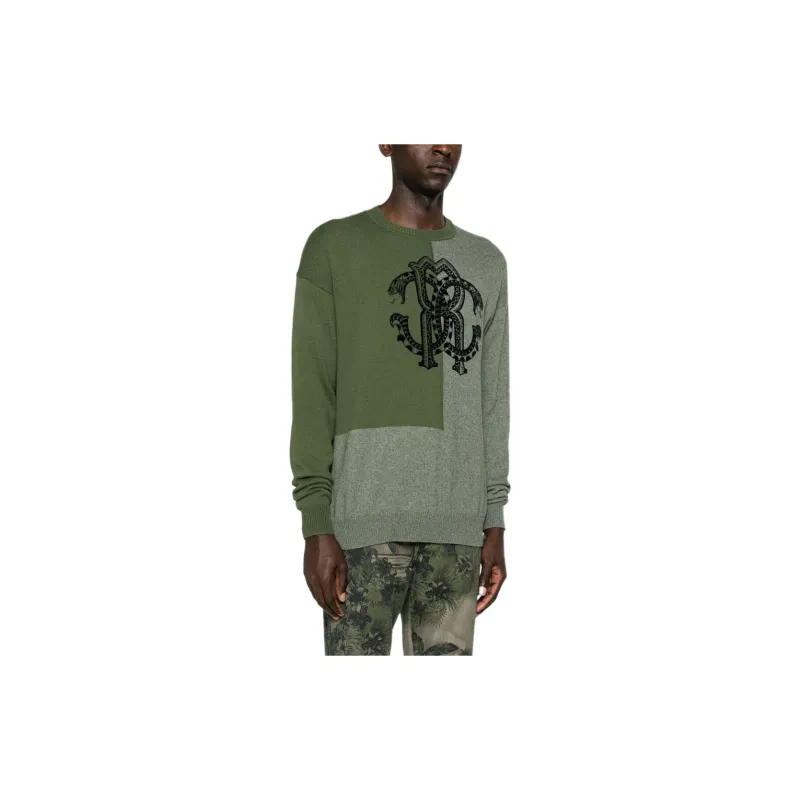 Roberto Cavalli RC-flocked Cotton-blend Jumper-3