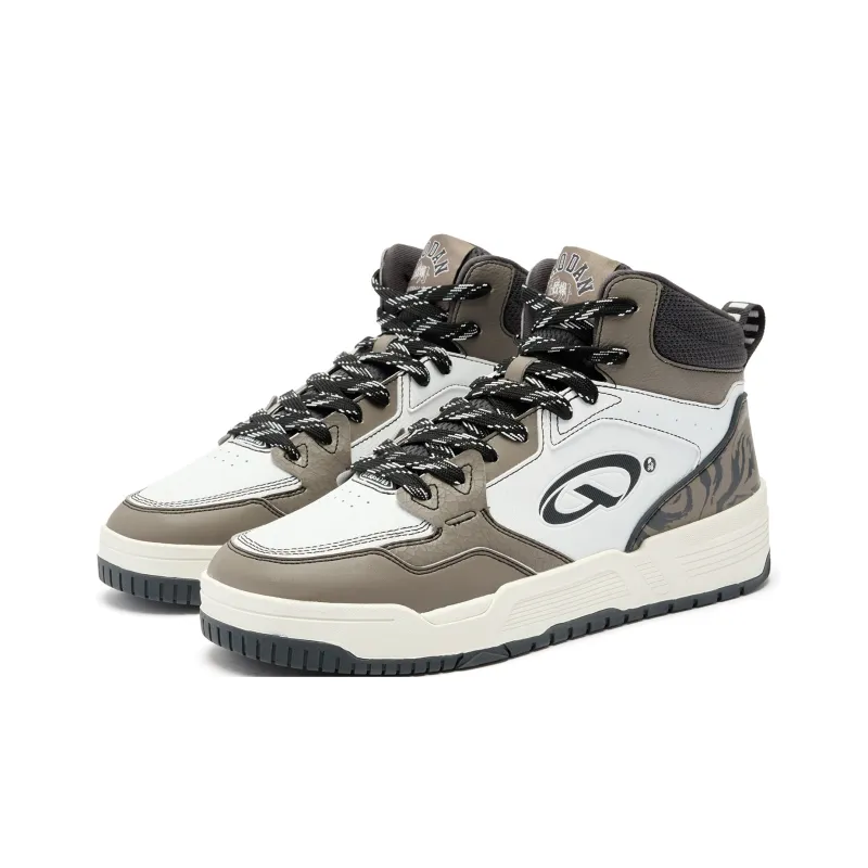 QIAODAN Qi Cheng 4.0 Skateboard Shoes Men High Top Walnut/Jordan White-2